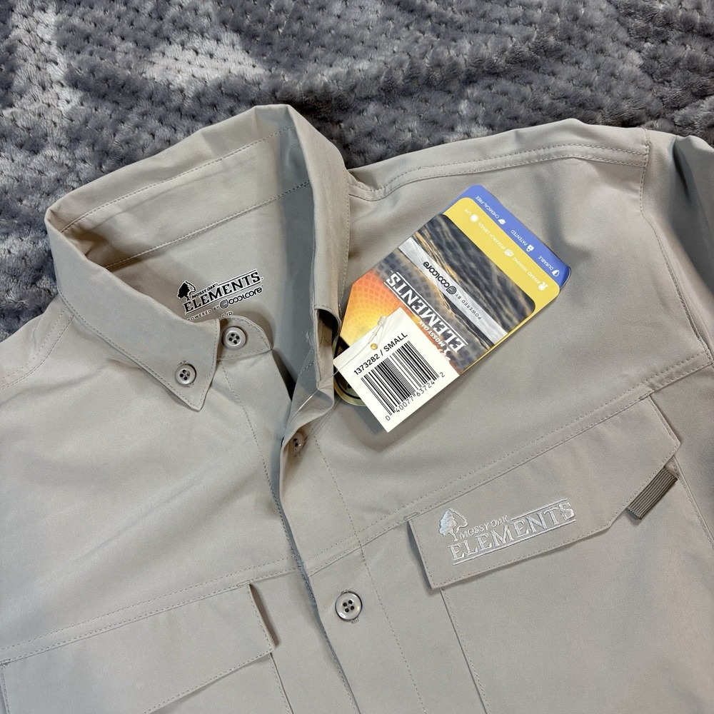 Mossy Oak Elements Fishing Shirt Men's Small Stretch Vented Performance‎